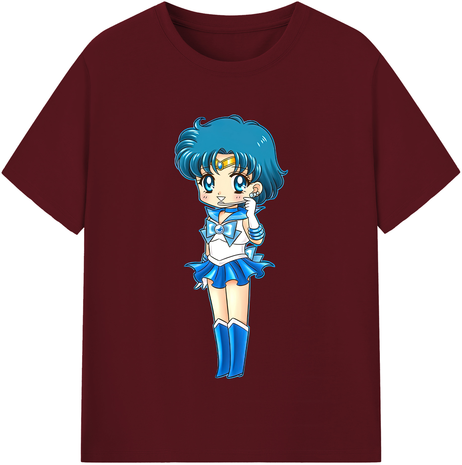 （画像用） 美少女戦士セーラームーン 水野 亜美 みずの あみ Sailor Moon Mizuno Ami 綿100％半袖Tシャツ（フロントプリント）